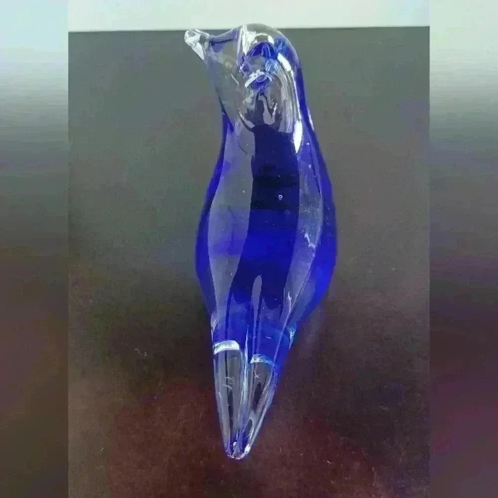 Vintage Ganz Cobalt  Blue Hand Blown Glass Bird Decoration Paperweight - Picture 3 of 9
